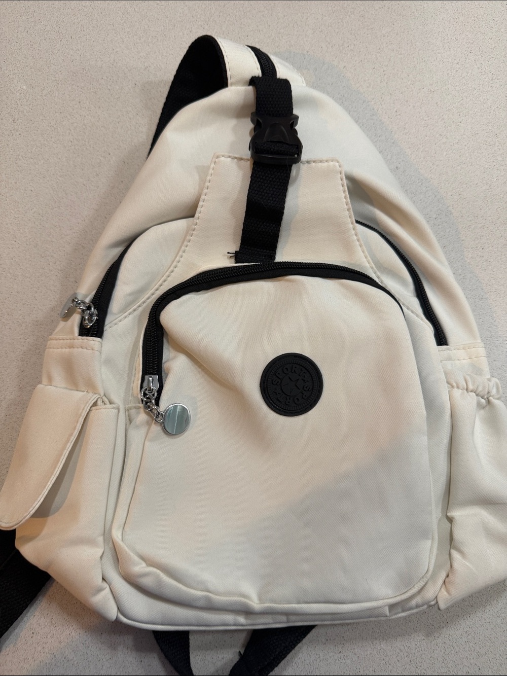 Cream Sling Backpack - Unbranded Minimal Everyday Crossbody